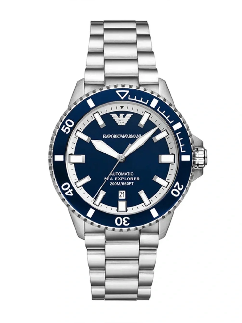 Emporio Armani Sea Explorer Blue Dial Silver Steel Strap Watch 42mm AR60079